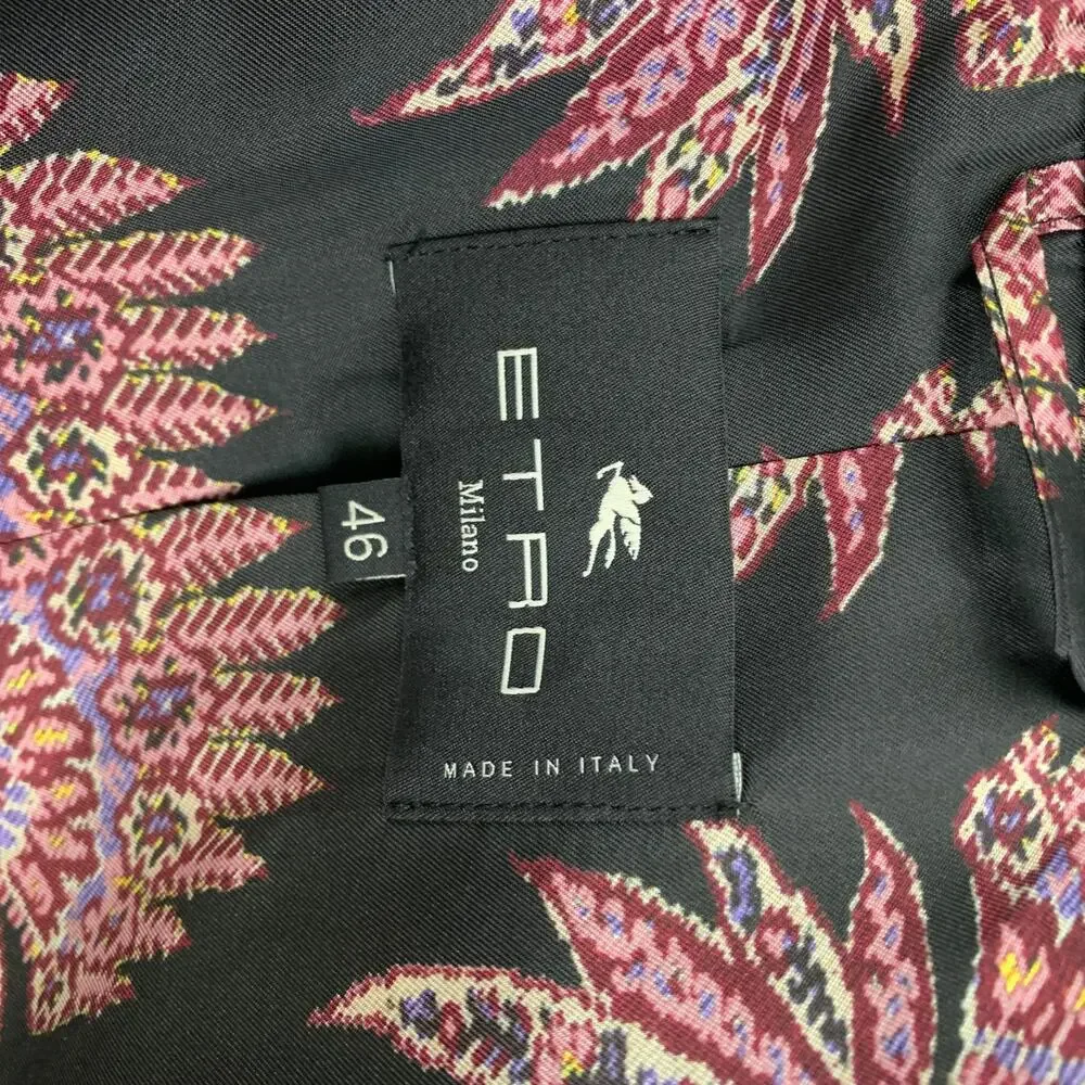 ETRO Size 36 Black Metallic Wool Notch Lapel Jacket